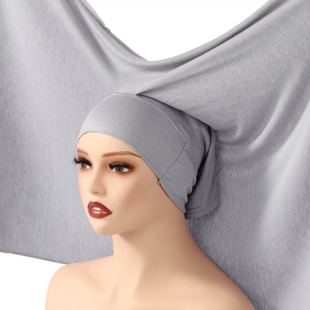 Hijab Inner Cap Set (6-Pack + Hairband)