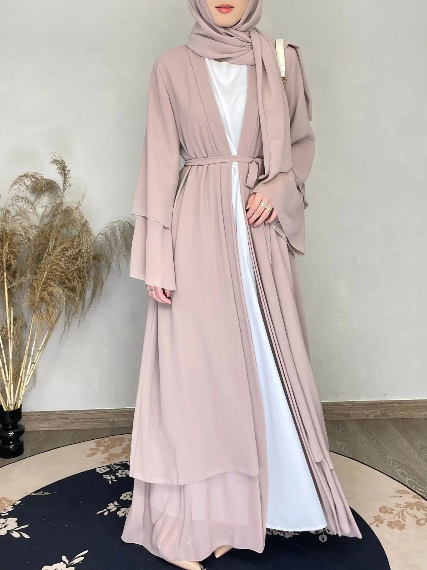 New Chiffon Open Abaya Dubai Turkey Kaftan Muslim Cardigan Abayas Simple Dress for Women Casual Robe Solid Caftan Islam Clothing