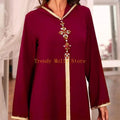 N5KB Long Sleeve Dresses Solid Color High Waisted Muslim Dress Cowl-Neck Pullovers Plug Size Long Robe with Lace for Women