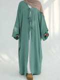 Muslim Women Dubai Turkish Abaya Eid Long Dress Solid Kimono Cardigan Modest Ramadan Prayer Robe Kaftan Femme Islam Clothing