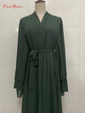 The Maison Brise open chiffon abaya in Green