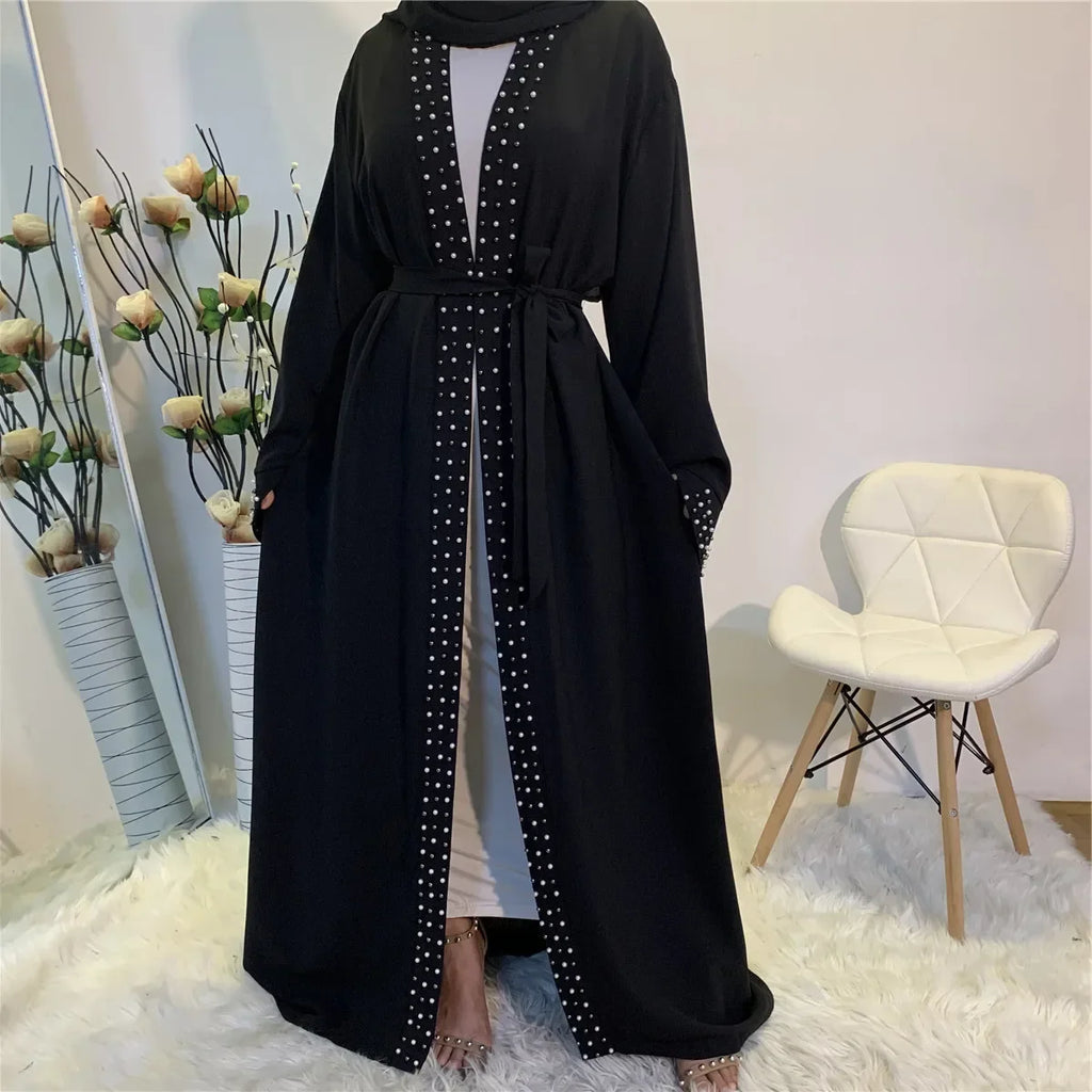 The Maison Bijou open cardigan abaya in Black