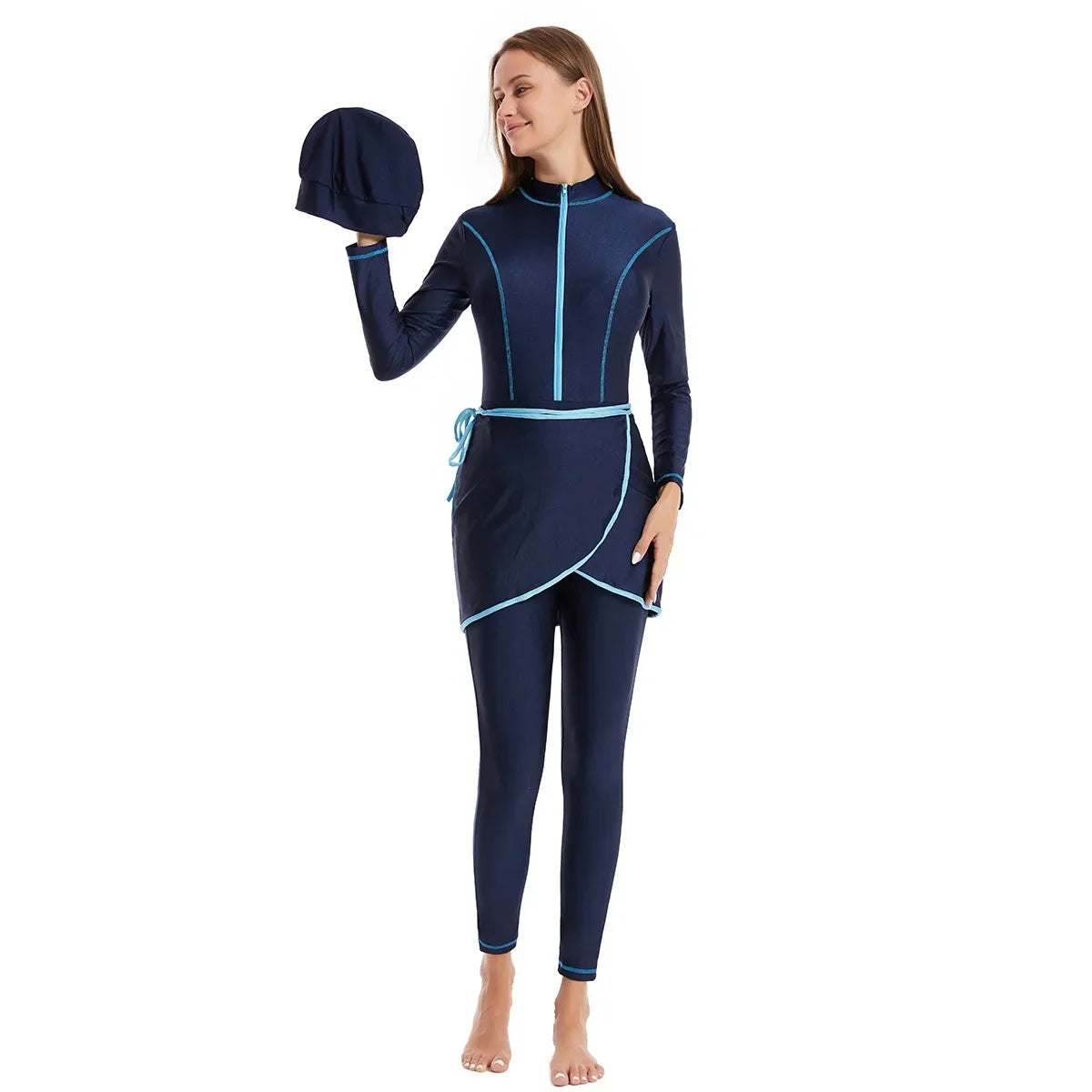 3PCS/Set Plain Muslim Modest Swimwear Women Muslim Swimsuit Burkini Long Sleeve Islamic Big Full Cover Hijab Beach Clothing