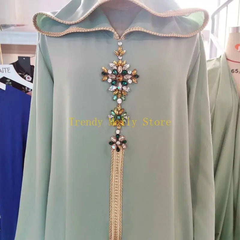 N5KB Long Sleeve Dresses Solid Color High Waisted Muslim Dress Cowl-Neck Pullovers Plug Size Long Robe with Lace for Women